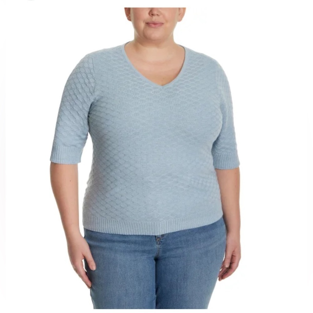 ella moss LIGHT BLUE v-neck cozy sweater size XXL